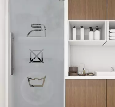 Sticker porte vitre motif buanderie - TenStickers