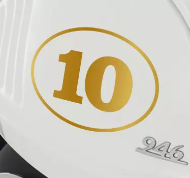Sticker moto numéro doré personnalisable - TenStickers