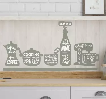 Autocollant étagère de cuisine couleur grise - TenStickers