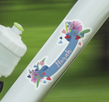 Autocollant vélo bannière florale personnalisée - TenStickers
