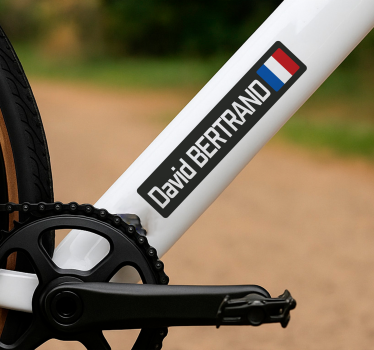 Autocollant vélo drapeau français simple avec nom - TenStickers