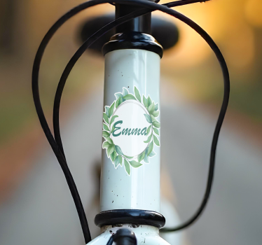Autocollant vélo feuilles vertes avec nom - TenStickers