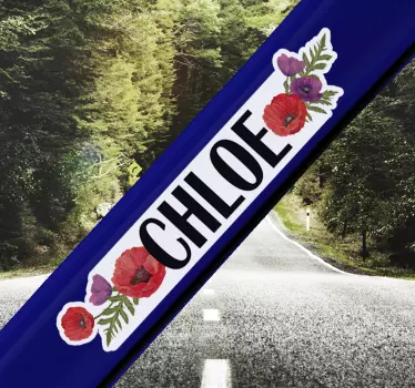 Autocollant vélo nom floral à personnaliser ici - TenStickers