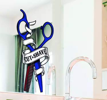 Autocollant vitrine dessin ciseaux - TenStickers