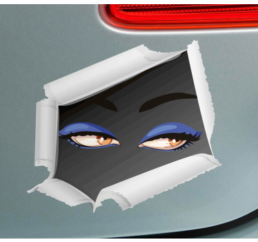 Autocollant voiture yeux de femme réalistes furtivement - TenStickers