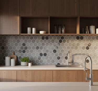 Carrelage adhésif marbre hexagonal noir - TenStickers