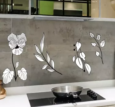 Sticker cuisine fleur pour armoire - TenStickers