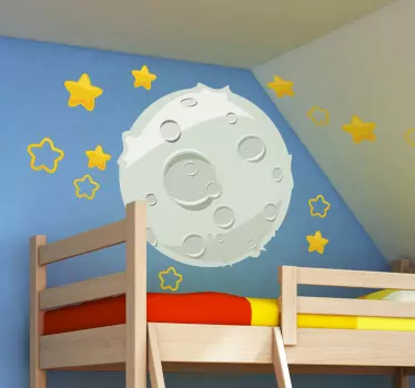 Sticker espace kit lune et étoiles - TenStickers