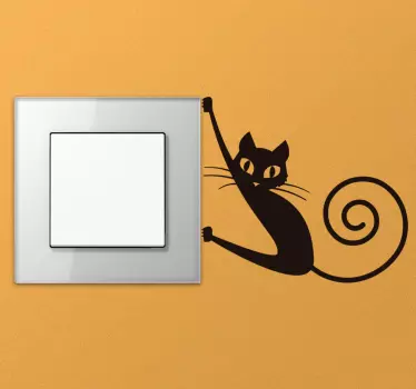 Sticker interrupteur chat accroché - TenStickers
