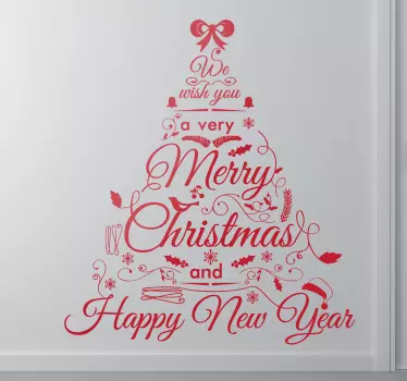 Sticker mural salon sapin joyeux Noël et bonne année - TenStickers