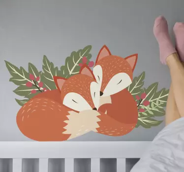 Sticker Animal Sauvage Deux renards endormis - TenStickers