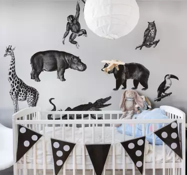 Sticker Animal Sauvage Jungle noir et blanc - TenStickers