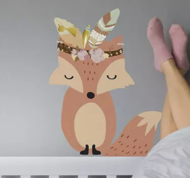 Sticker Animal Sauvage Renard aux plumes boho - TenStickers