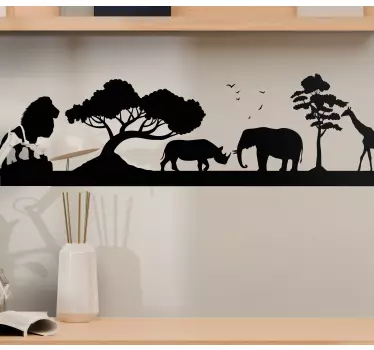 Sticker mural sauvage silhouette savane monochrome - TenStickers