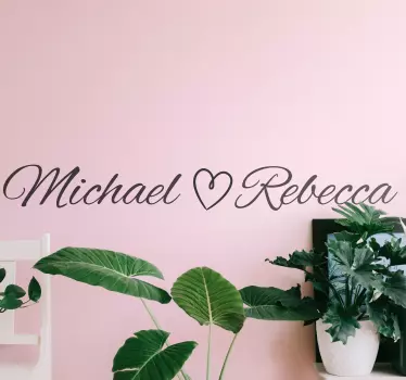 Sticker mariage coeur et prénoms personnalisés - TenStickers