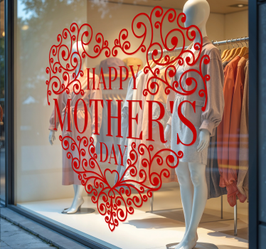 Autocollant vitrine joyeuse fête des mères avec coeur - TenStickers