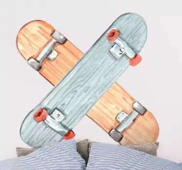 Sticker autres sports art mural de skate croisés - TenStickers