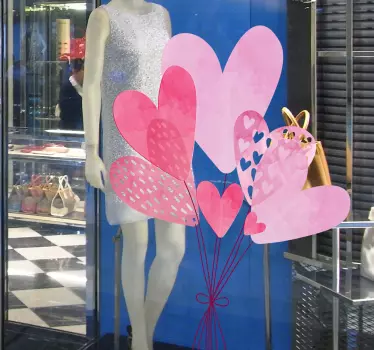 Sticker vitrine ballons cœurs - TenStickers