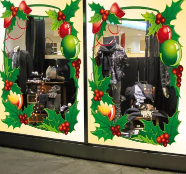 Sticker vitrine Noël cadre de Noël - TenStickers