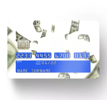 Sticker carte bancaire billets de dollar flottants - TenStickers