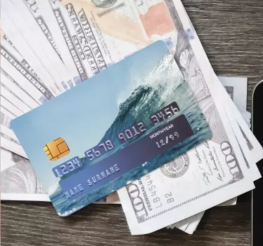 Sticker carte bancaire design vague océan - TenStickers