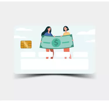 Sticker carte bancaire deux femmes tenant de l'argent - TenStickers