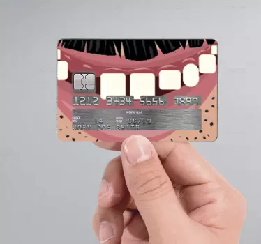 Sticker carte bancaire illustration de bouche drôle - TenStickers