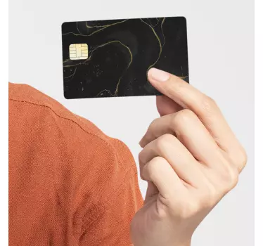 Sticker carte bancaire marbre noir et doré - TenStickers
