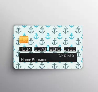 Sticker carte bancaire motif ancre - TenStickers