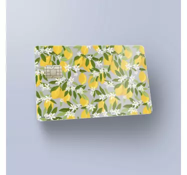 Sticker carte bancaire motif floral citronnier - TenStickers