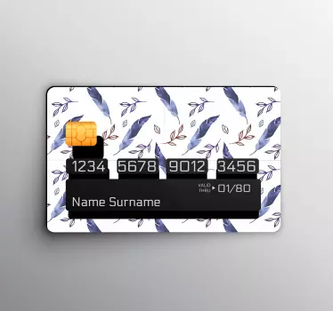 Sticker carte bancaire motif plumes - TenStickers