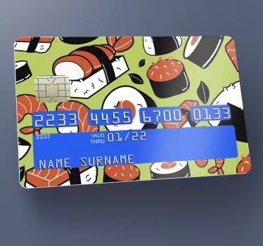 Sticker carte bancaire motif sushi - TenStickers