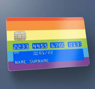 Sticker carte bancaire rayures arc-en-ciel - TenStickers
