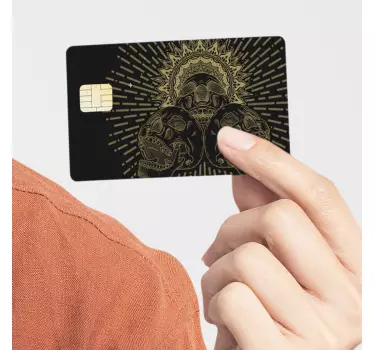 Autocollant pour carte bancaire noir têtes de mort - TenStickers