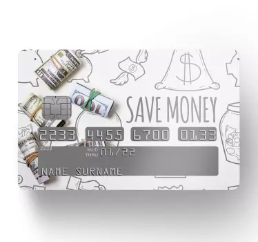 Sticker carte bancaire thème Économies d'argent - TenStickers