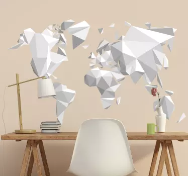 Sticker Carte du Monde Origami - TenStickers