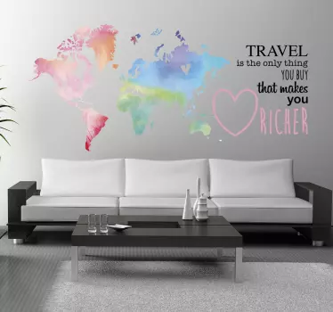 Sticker carte du monde texte anglais sur le voyage - TenStickers