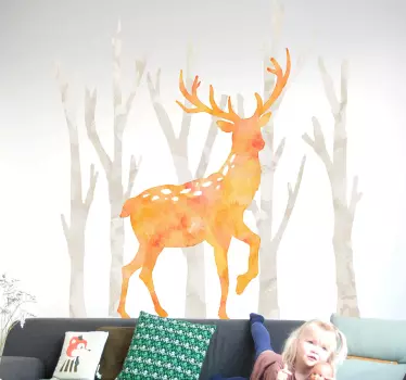 Sticker cerf aquarelle - TenStickers