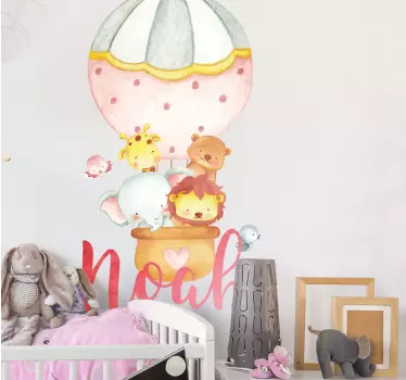 Sticker chambre enfant aventure en ballon personnalisée - TenStickers