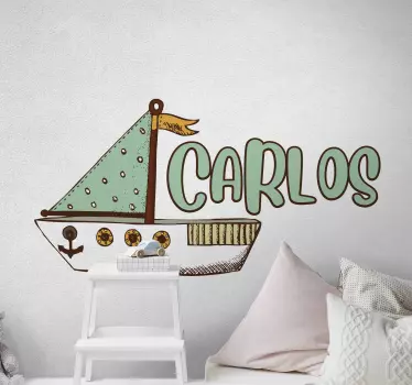 Sticker chambre enfant design de bateau mignon - TenStickers