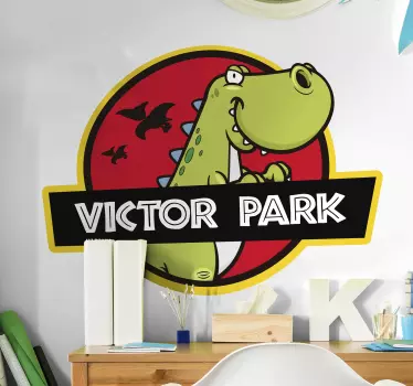 Sticker Maison Dessin de Dinosaure Personnalisable - TenStickers