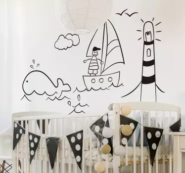 Sticker Maison esquisse de marin - TenStickers