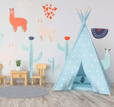 Sticker Maison Llamas Mignons - TenStickers