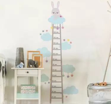 Sticker Maison mètre échelle et lapin - TenStickers