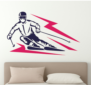 Sticker sport extrême skieur alpin allant vite - TenStickers