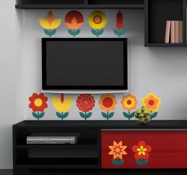 Sticker collection dessins fleurs - TenStickers