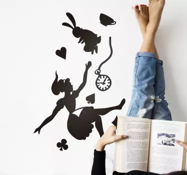 Sticker Mural Conte pour enfant aventures alice lapin blanc - TenStickers