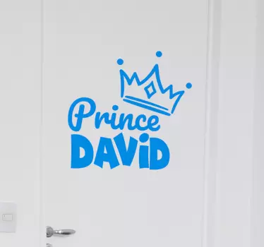 Sticker de Porte Couronne de prince avec nom - TenStickers