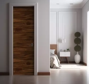 Sticker porte effet bois veiné marron - TenStickers