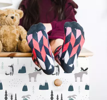 Sticker Deco Meuble Animaux de style nordique avec des points - TenStickers